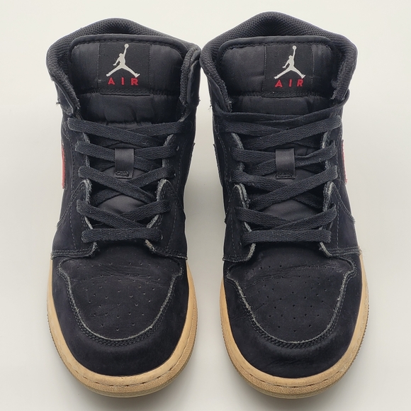 Air Jordan 1 Mid Multi-Color Swoosh Black Red Blue Size 7 US - Picture 12 of 16